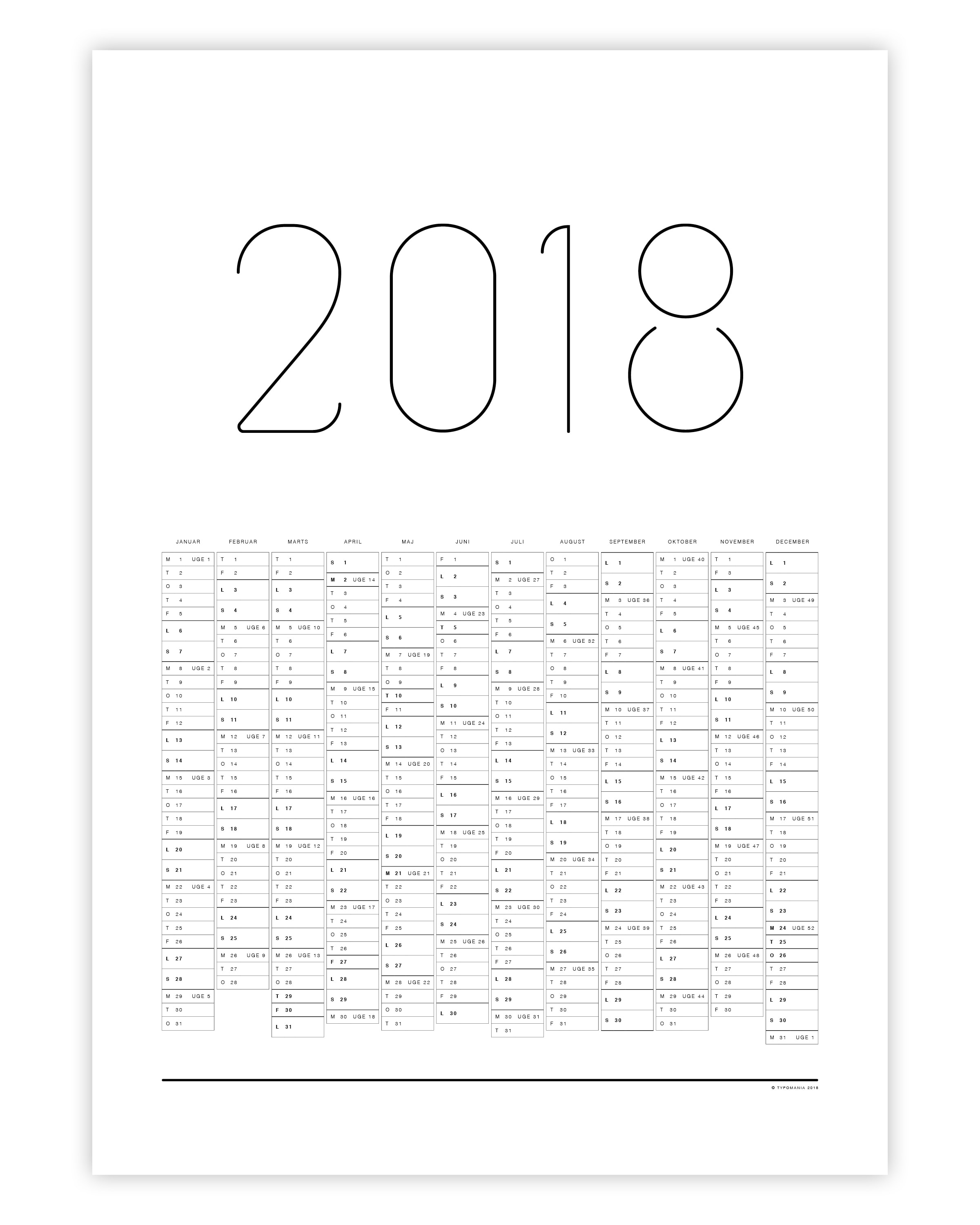 Typomania calendar design